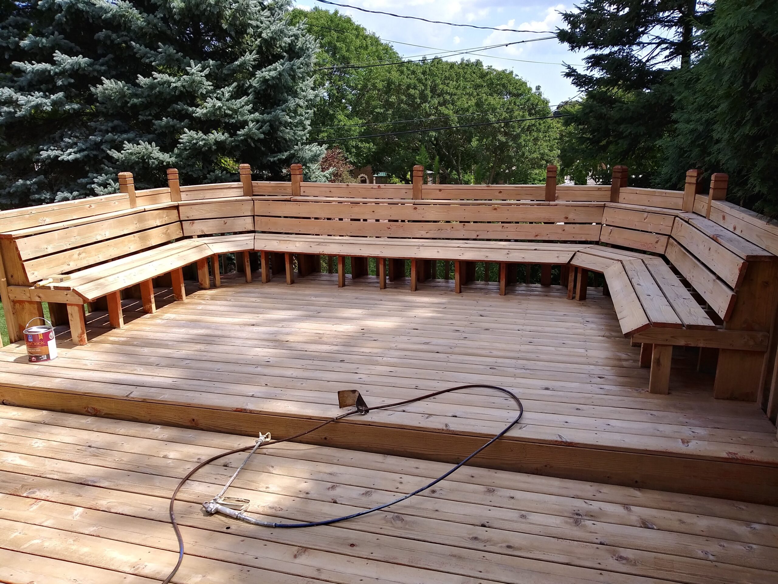 Step three our deck staining project in the Bucktown Neighbourhood of Chicago.